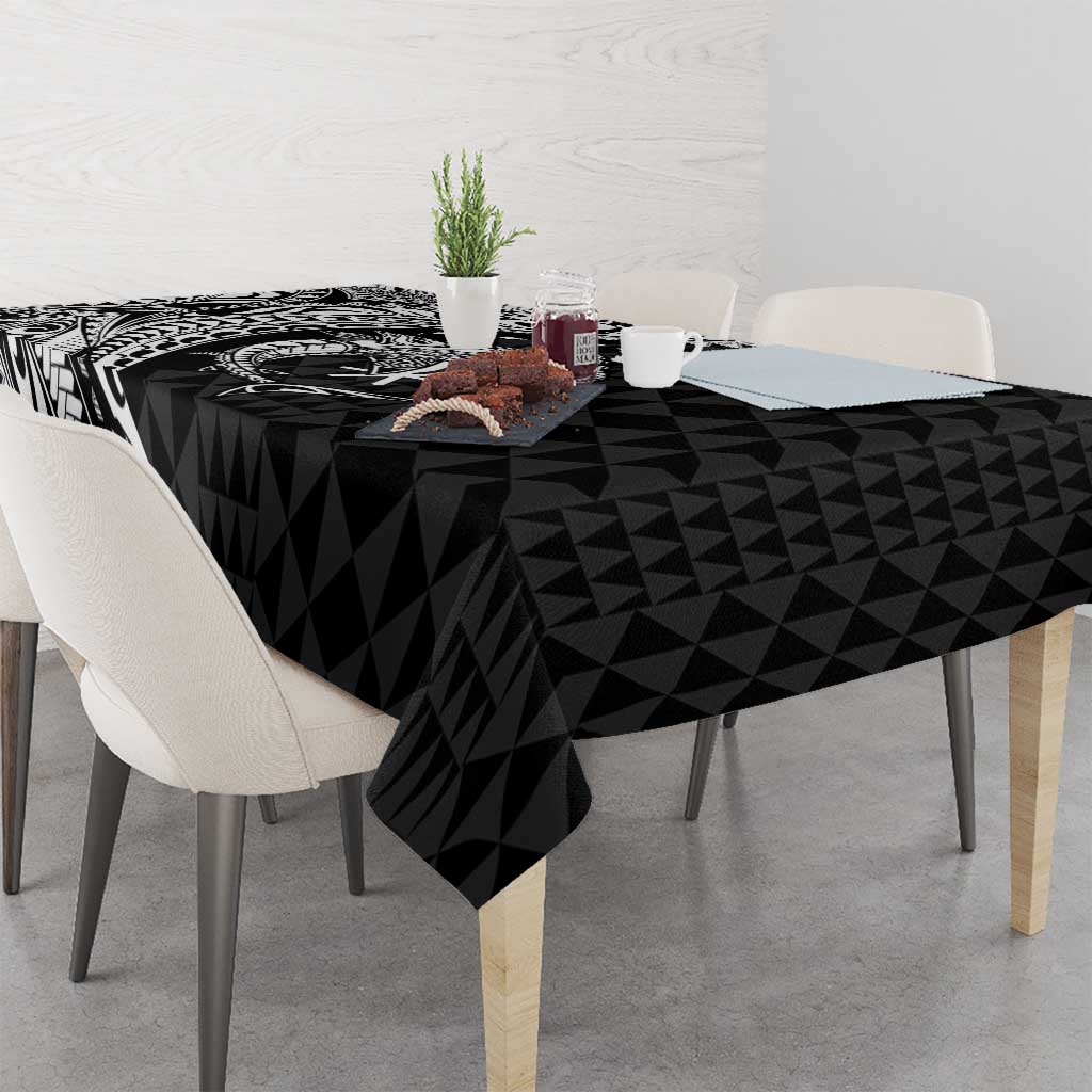 Aloha Hawaii Hammerhead Shark Tablecloth Black Kakau and Polynesian Tattoo LT03 - Polynesian Pride
