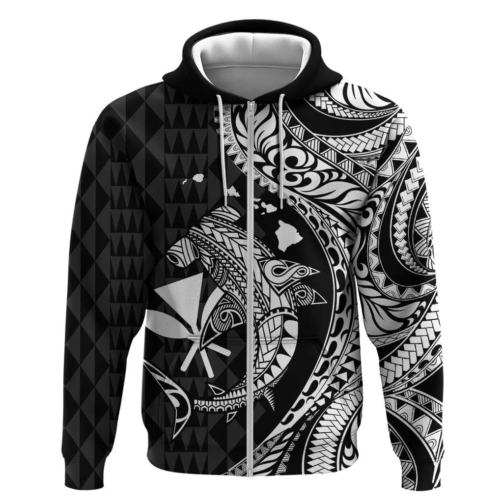 Aloha Hawaii Hammerhead Shark Zip Hoodie Black Kakau and Polynesian Tattoo LT03 Zip Hoodie Black - Polynesian Pride