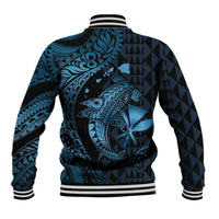 Aloha Hawaii Hammerhead Shark Baseball Jacket Blue Kakau and Polynesian Tattoo LT03 - Polynesian Pride