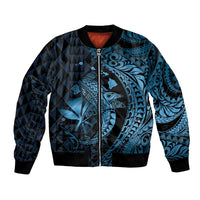 Aloha Hawaii Hammerhead Shark Bomber Jacket Blue Kakau and Polynesian Tattoo LT03 Unisex Blue - Polynesian Pride