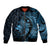 Aloha Hawaii Hammerhead Shark Bomber Jacket Blue Kakau and Polynesian Tattoo LT03