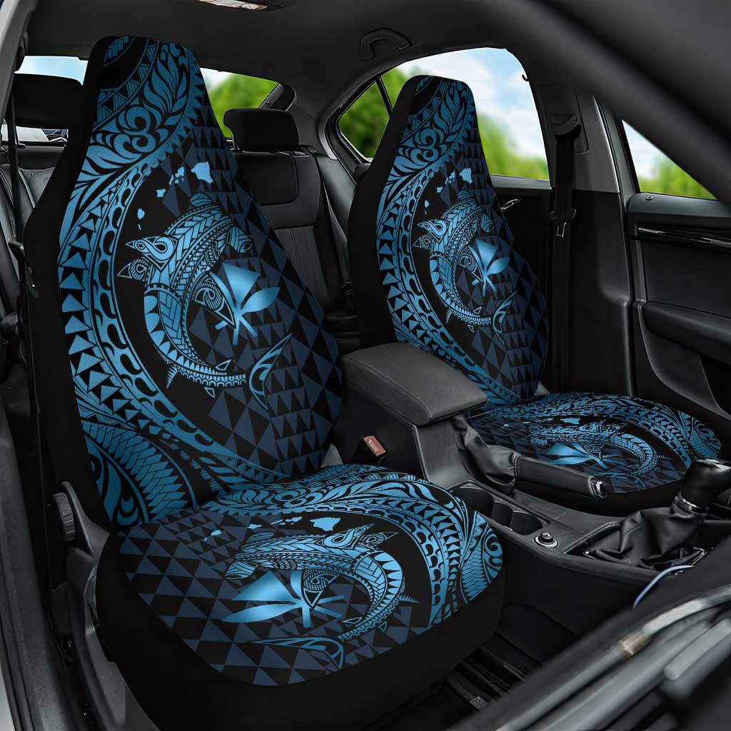 Aloha Hawaii Hammerhead Shark Car Seat Cover Blue Kakau and Polynesian Tattoo LT03 One Size Blue - Polynesian Pride