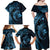 Aloha Hawaii Hammerhead Shark Family Matching Off Shoulder Maxi Dress and Hawaiian Shirt Blue Kakau and Polynesian Tattoo LT03