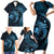 Aloha Hawaii Hammerhead Shark Family Matching Short Sleeve Bodycon Dress and Hawaiian Shirt Blue Kakau and Polynesian Tattoo LT03