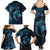 Aloha Hawaii Hammerhead Shark Family Matching Summer Maxi Dress and Hawaiian Shirt Blue Kakau and Polynesian Tattoo LT03