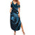 Aloha Hawaii Hammerhead Shark Family Matching Summer Maxi Dress and Hawaiian Shirt Blue Kakau and Polynesian Tattoo LT03