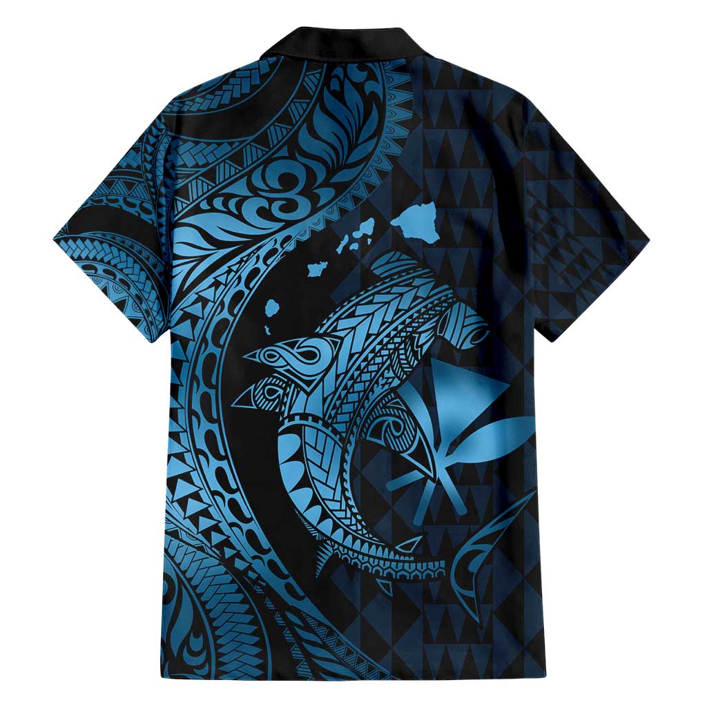 Aloha Hawaii Hammerhead Shark Hawaiian Shirt Blue Kakau and Polynesian Tattoo LT03 - Polynesian Pride