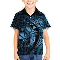 Aloha Hawaii Hammerhead Shark Hawaiian Shirt Blue Kakau and Polynesian Tattoo LT03 - Polynesian Pride
