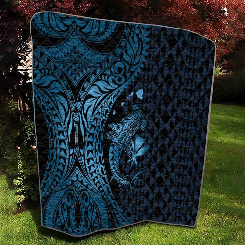 Aloha Hawaii Hammerhead Shark Quilt Blue Kakau and Polynesian Tattoo LT03 - Polynesian Pride