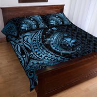 Aloha Hawaii Hammerhead Shark Quilt Bed Set Blue Kakau and Polynesian Tattoo LT03 - Polynesian Pride