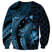 Aloha Hawaii Hammerhead Shark Sweatshirt Blue Kakau and Polynesian Tattoo LT03 - Polynesian Pride