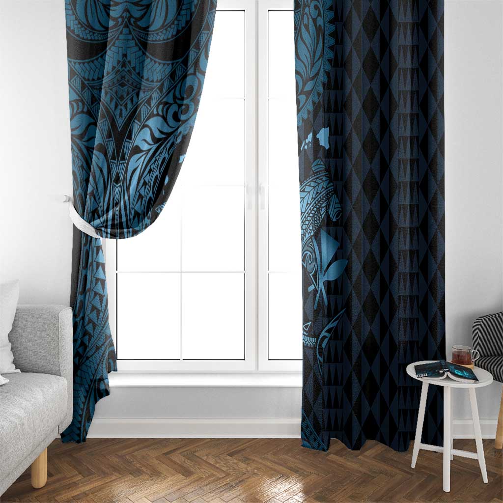 Aloha Hawaii Hammerhead Shark Window Curtain Blue Kakau and Polynesian Tattoo LT03 - Polynesian Pride