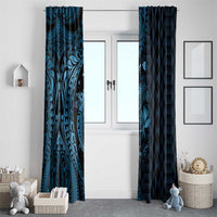 Aloha Hawaii Hammerhead Shark Window Curtain Blue Kakau and Polynesian Tattoo LT03 - Polynesian Pride