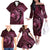 Aloha Hawaii Hammerhead Shark Family Matching Off The Shoulder Long Sleeve Dress and Hawaiian Shirt Pink Kakau and Polynesian Tattoo LT03