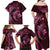 Aloha Hawaii Hammerhead Shark Family Matching Off Shoulder Maxi Dress and Hawaiian Shirt Pink Kakau and Polynesian Tattoo LT03