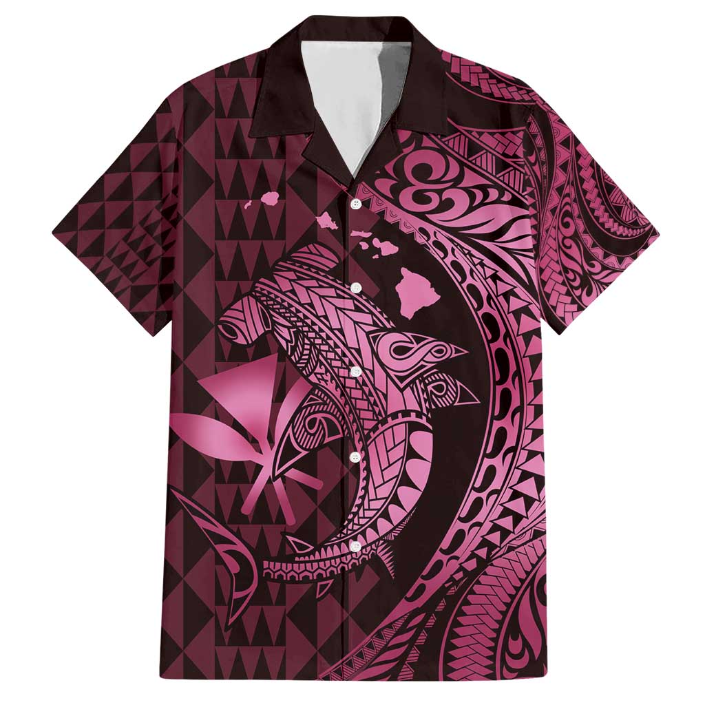 Aloha Hawaii Hammerhead Shark Hawaiian Shirt Pink Kakau and Polynesian Tattoo LT03 Pink - Polynesian Pride