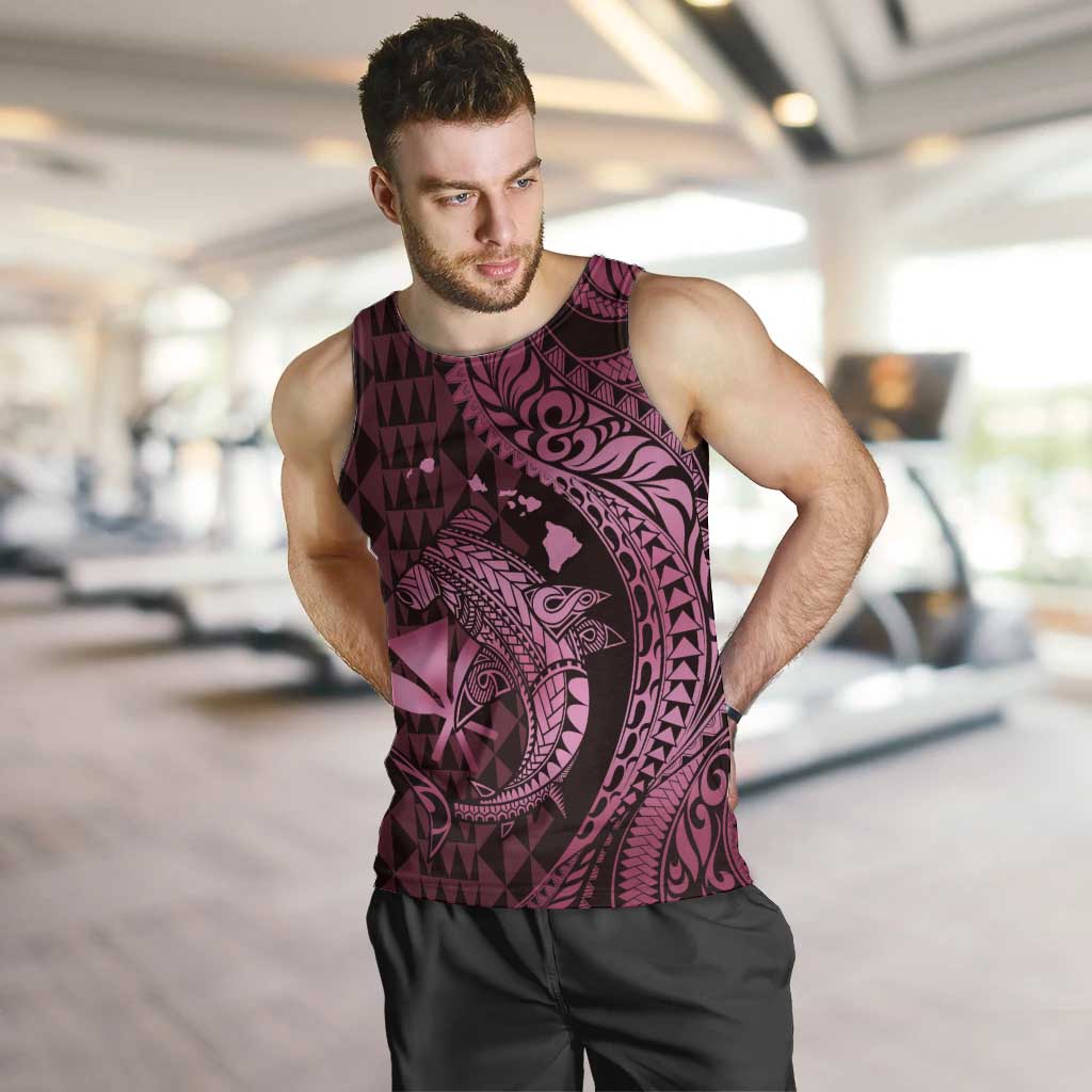 Aloha Hawaii Hammerhead Shark Men Tank Top Pink Kakau and Polynesian Tattoo LT03 Pink - Polynesian Pride