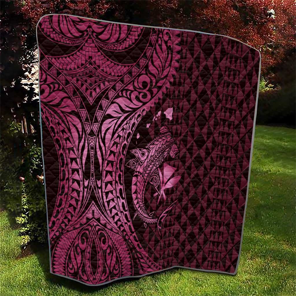 Aloha Hawaii Hammerhead Shark Quilt Pink Kakau and Polynesian Tattoo LT03 - Polynesian Pride
