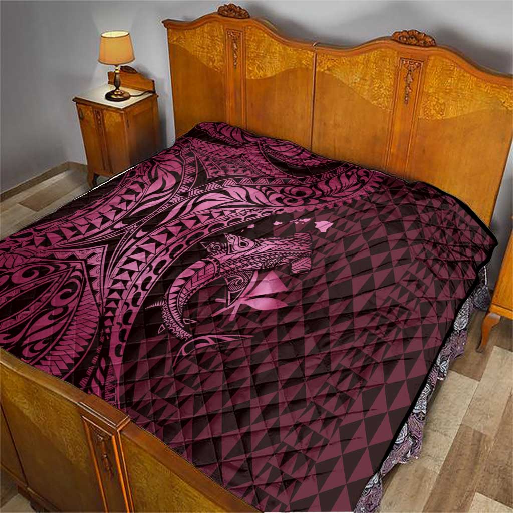 Aloha Hawaii Hammerhead Shark Quilt Pink Kakau and Polynesian Tattoo LT03 - Polynesian Pride