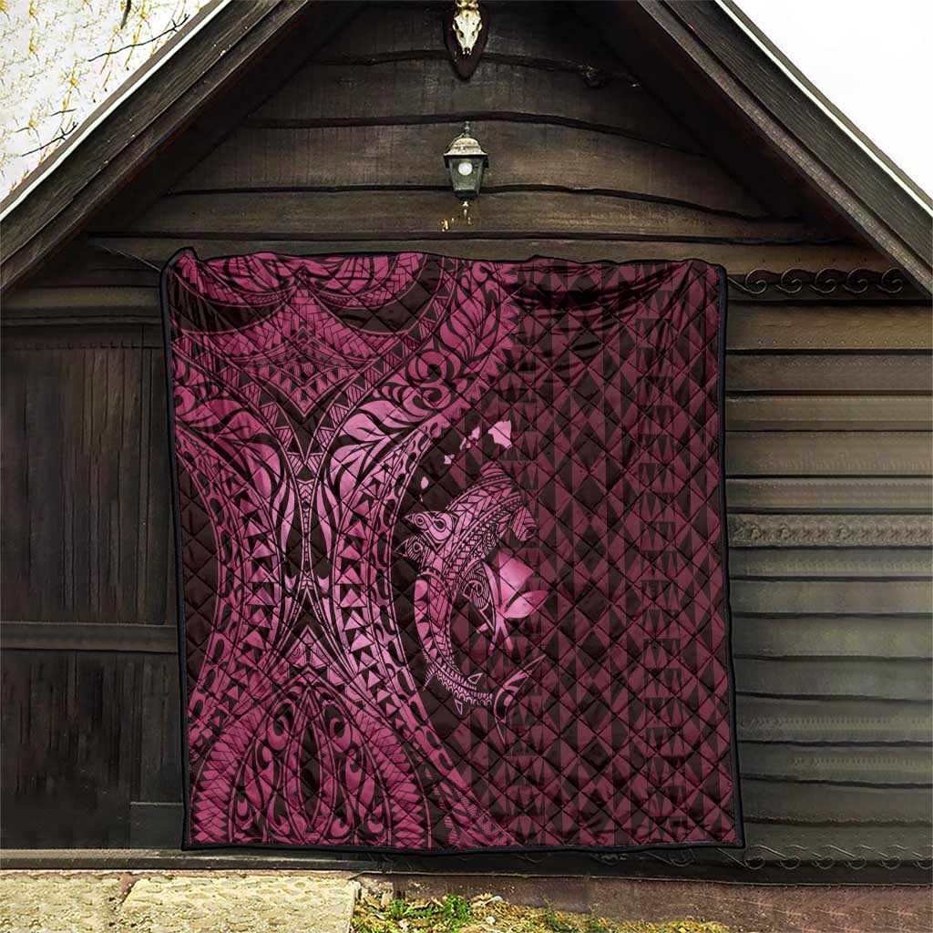 Aloha Hawaii Hammerhead Shark Quilt Pink Kakau and Polynesian Tattoo LT03 - Polynesian Pride