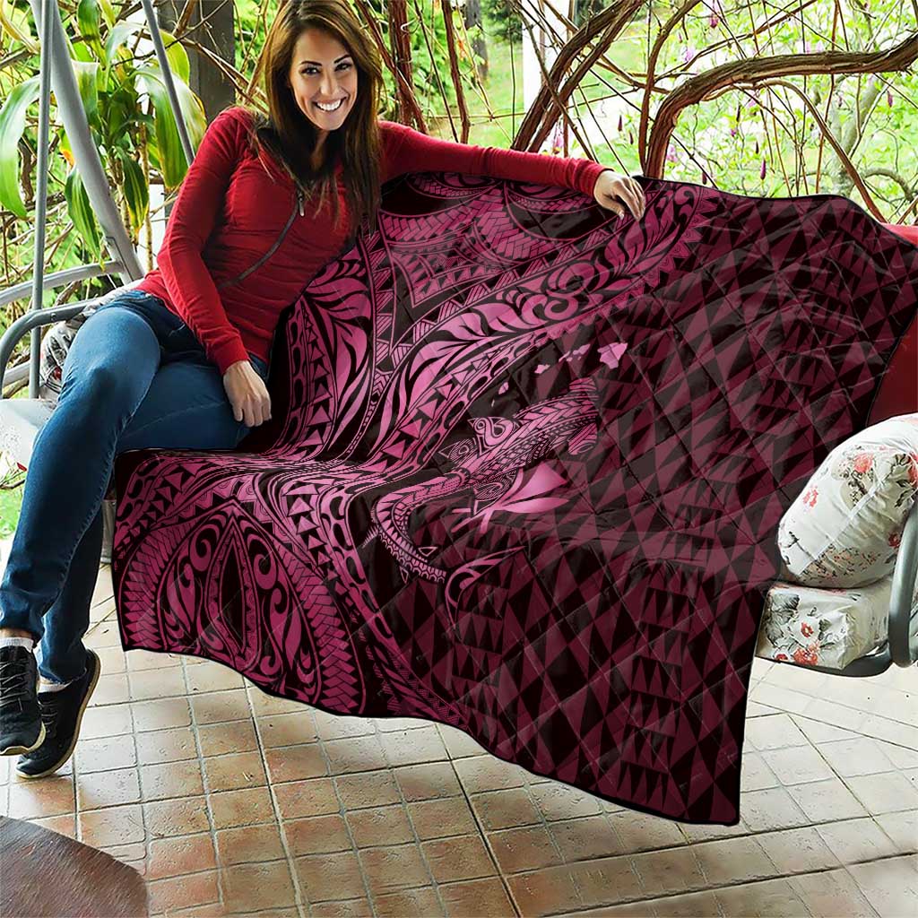Aloha Hawaii Hammerhead Shark Quilt Pink Kakau and Polynesian Tattoo LT03 - Polynesian Pride