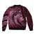 Aloha Hawaii Hammerhead Shark Sleeve Zip Bomber Jacket Pink Kakau and Polynesian Tattoo LT03