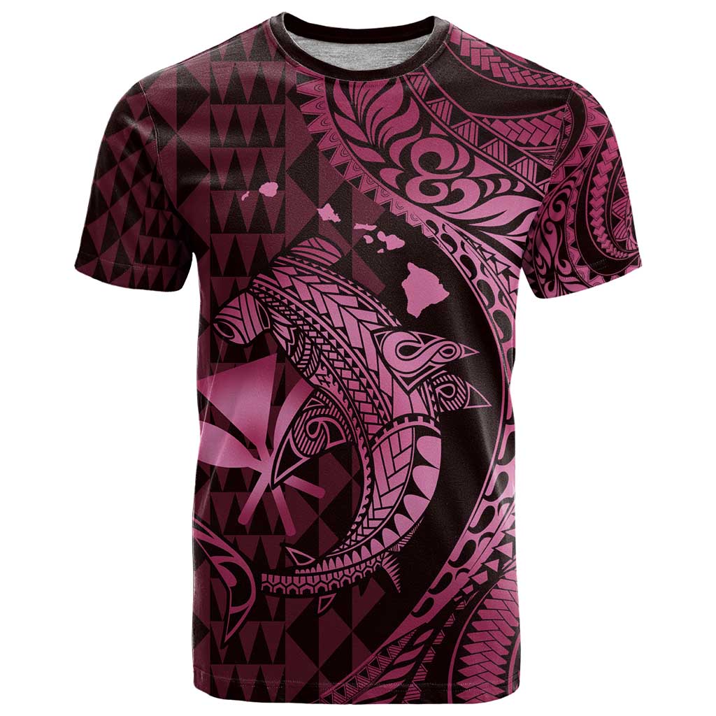 Aloha Hawaii Hammerhead Shark T Shirt Pink Kakau and Polynesian Tattoo LT03 Pink - Polynesian Pride