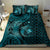 Aloha Hawaii Hammerhead Shark Bedding Set Turquoise Kakau and Polynesian Tattoo LT03