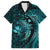 Aloha Hawaii Hammerhead Shark Family Matching Off The Shoulder Long Sleeve Dress and Hawaiian Shirt Turquoise Kakau and Polynesian Tattoo LT03