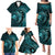 Aloha Hawaii Hammerhead Shark Family Matching Puletasi and Hawaiian Shirt Turquoise Kakau and Polynesian Tattoo LT03