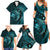 Aloha Hawaii Hammerhead Shark Family Matching Summer Maxi Dress and Hawaiian Shirt Turquoise Kakau and Polynesian Tattoo LT03