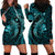 Aloha Hawaii Hammerhead Shark Hoodie Dress Turquoise Kakau and Polynesian Tattoo LT03