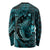 Aloha Hawaii Hammerhead Shark Long Sleeve Shirt Turquoise Kakau and Polynesian Tattoo LT03