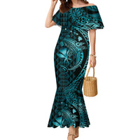Aloha Hawaii Hammerhead Shark Mermaid Dress Turquoise Kakau and Polynesian Tattoo LT03 Women Turquoise - Polynesian Pride