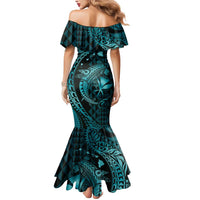 Aloha Hawaii Hammerhead Shark Mermaid Dress Turquoise Kakau and Polynesian Tattoo LT03 - Polynesian Pride