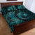 Aloha Hawaii Hammerhead Shark Quilt Bed Set Turquoise Kakau and Polynesian Tattoo LT03