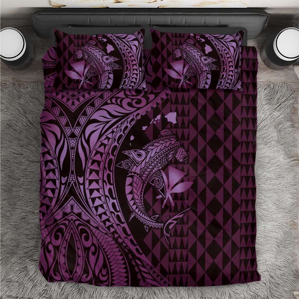 Aloha Hawaii Hammerhead Shark Bedding Set Purple Kakau and Polynesian Tattoo LT03 Purple - Polynesian Pride