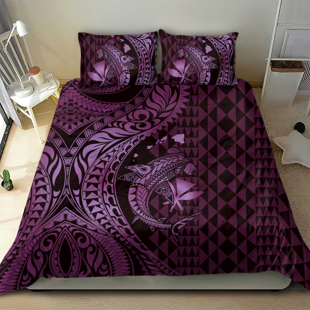 Aloha Hawaii Hammerhead Shark Bedding Set Purple Kakau and Polynesian Tattoo LT03 - Polynesian Pride