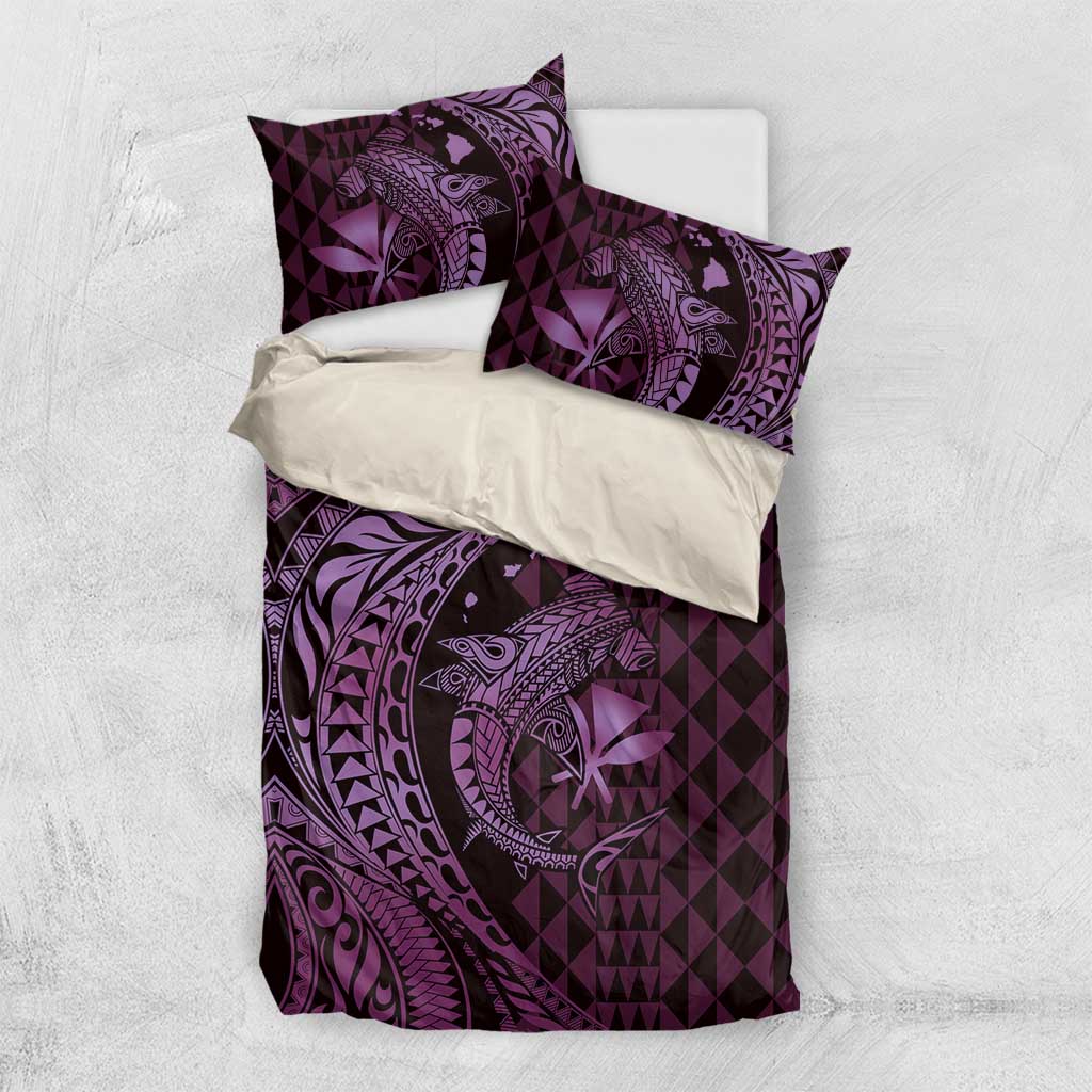 Aloha Hawaii Hammerhead Shark Bedding Set Purple Kakau and Polynesian Tattoo LT03 US Twin 172cm x 218cm Purple - Polynesian Pride