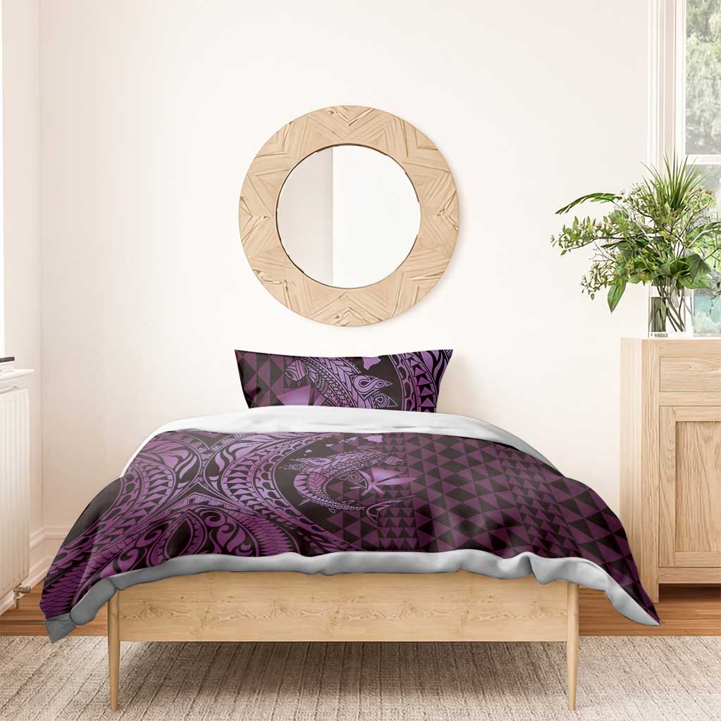 Aloha Hawaii Hammerhead Shark Bedding Set Purple Kakau and Polynesian Tattoo LT03 - Polynesian Pride