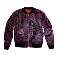 Aloha Hawaii Hammerhead Shark Bomber Jacket Purple Kakau and Polynesian Tattoo LT03 Unisex Purple - Polynesian Pride