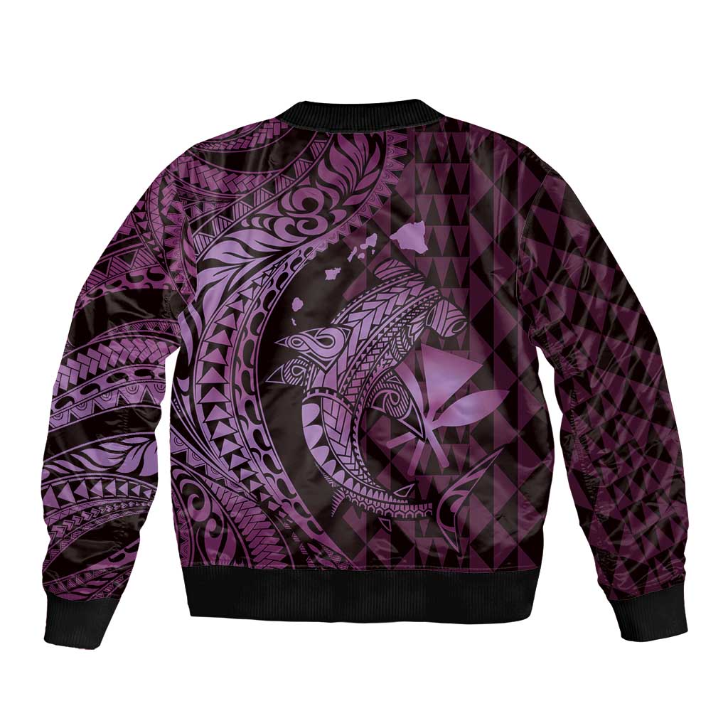 Aloha Hawaii Hammerhead Shark Bomber Jacket Purple Kakau and Polynesian Tattoo LT03 - Polynesian Pride
