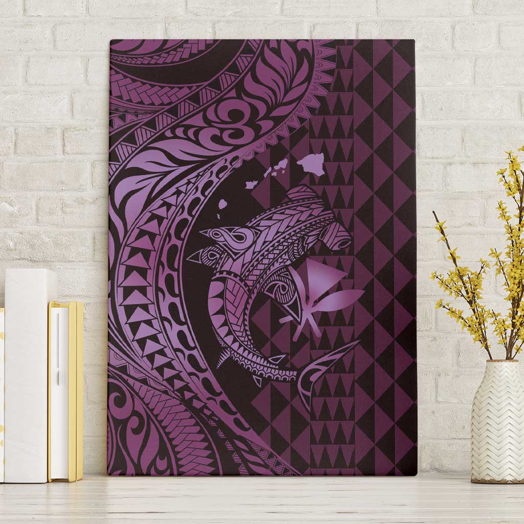Aloha Hawaii Hammerhead Shark Canvas Wall Art Purple Kakau and Polynesian Tattoo LT03 Without Frame Purple - Polynesian Pride