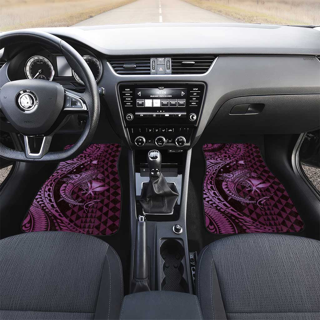 Aloha Hawaii Hammerhead Shark Car Mats Purple Kakau and Polynesian Tattoo LT03 Set 2pcs - Front Purple - Polynesian Pride