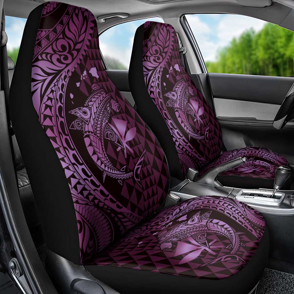 Aloha Hawaii Hammerhead Shark Car Seat Cover Purple Kakau and Polynesian Tattoo LT03 - Polynesian Pride