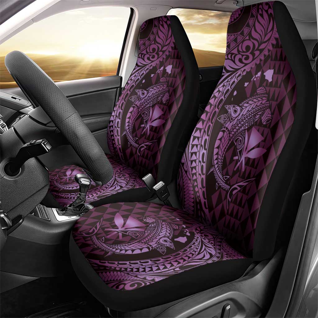 Aloha Hawaii Hammerhead Shark Car Seat Cover Purple Kakau and Polynesian Tattoo LT03 - Polynesian Pride