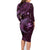 Aloha Hawaii Hammerhead Shark Family Matching Long Sleeve Bodycon Dress and Hawaiian Shirt Purple Kakau and Polynesian Tattoo LT03