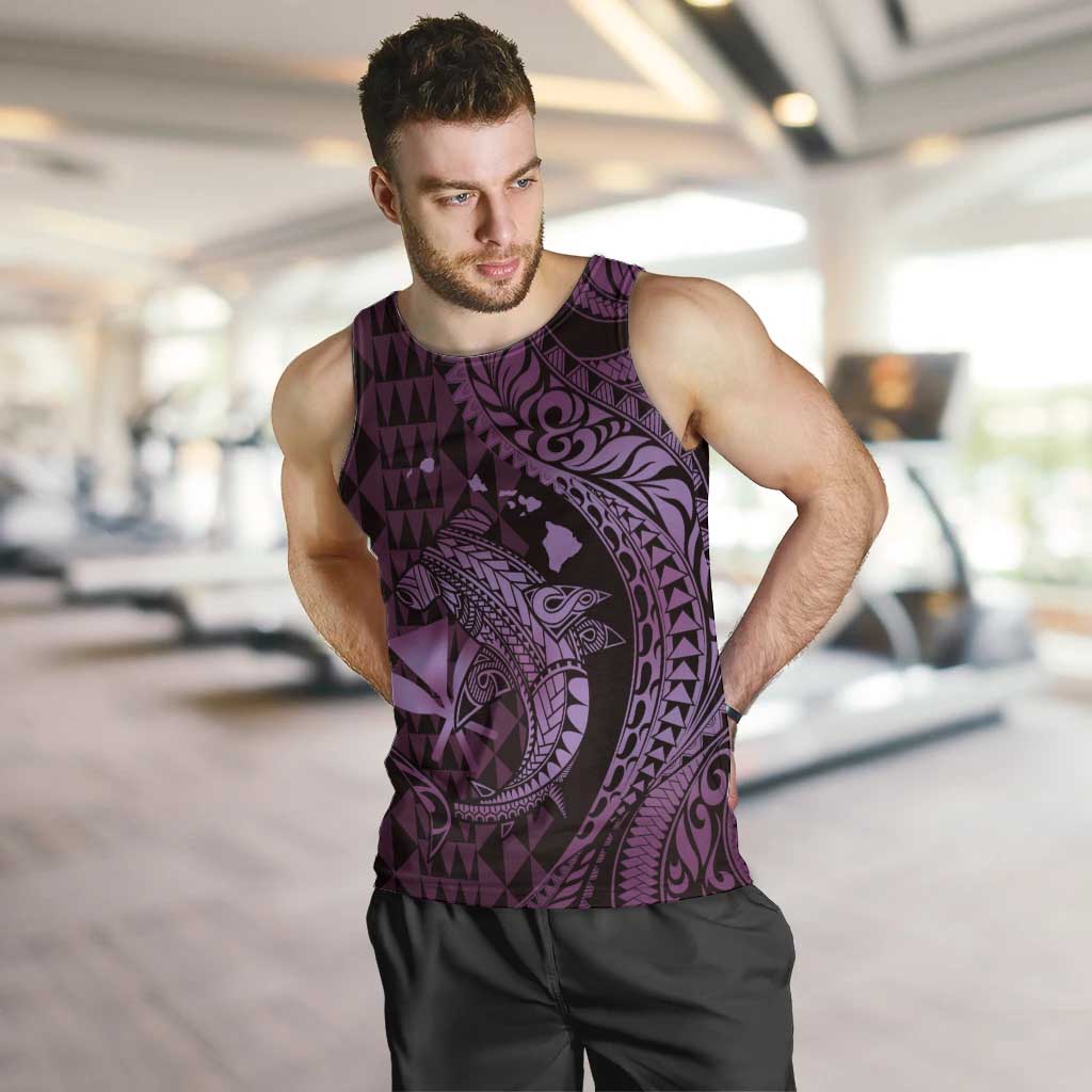 Aloha Hawaii Hammerhead Shark Men Tank Top Purple Kakau and Polynesian Tattoo LT03 Purple - Polynesian Pride