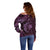 Aloha Hawaii Hammerhead Shark Off Shoulder Sweater Purple Kakau and Polynesian Tattoo LT03