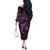 Aloha Hawaii Hammerhead Shark Off The Shoulder Long Sleeve Dress Purple Kakau and Polynesian Tattoo LT03